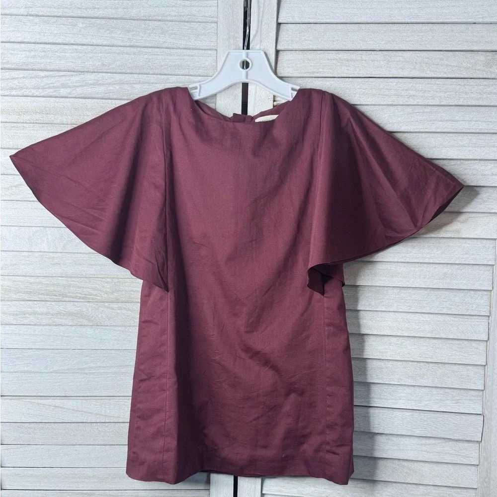 Marin & Morgan Girls Maroon Flutter Sleeve Dress Size 4T Cotton Casual